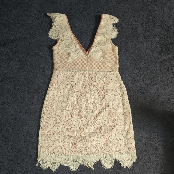 Lush Cream Lace Mini Dress - Picture 2 of 8